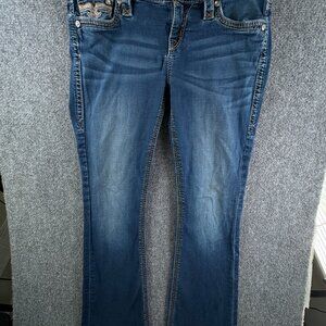 Rock Revival Betty Easy Boot Embellished Denim Jeans Ladies Size 28 ACTL 32x30